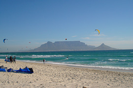 Kitesurfers on the beach