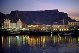 Table Mountain at night, from the waterfront