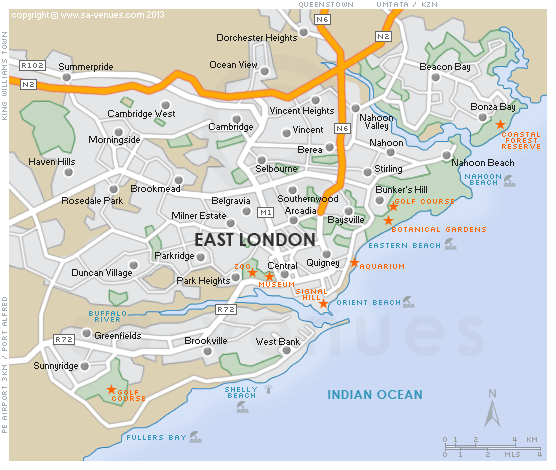 EAST LONDON Map