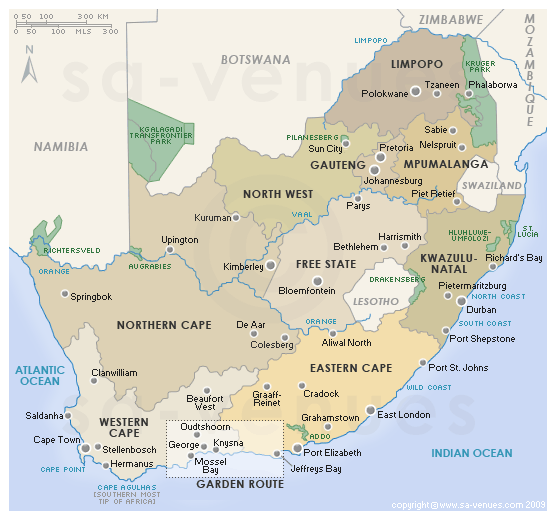 Map South African Roads