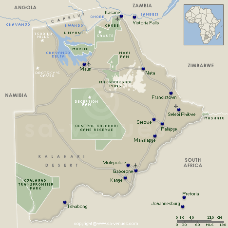 Botswana Map � SA-Venues.com