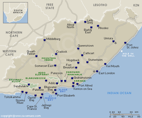 Eastern Cape Map � SA-Venues.com