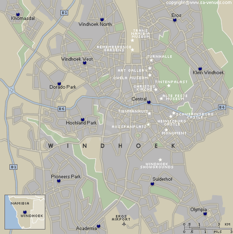 Windhoek Map � SA-Venues.com
