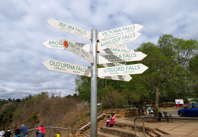 Directions to the various falls