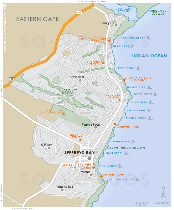 Jeffreys Bay Map