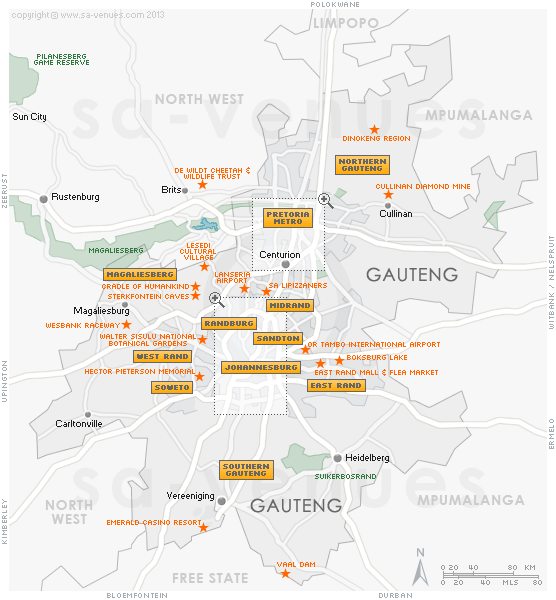 Gauteng Attractions Map