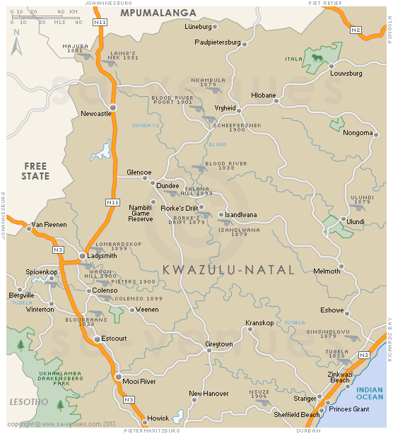 ladysmith south africa map Battlefields Map ladysmith south africa map