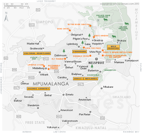 mpumalanga map tourist attractions