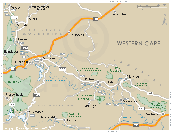 Breede River Valley Map Breede River Valley Map