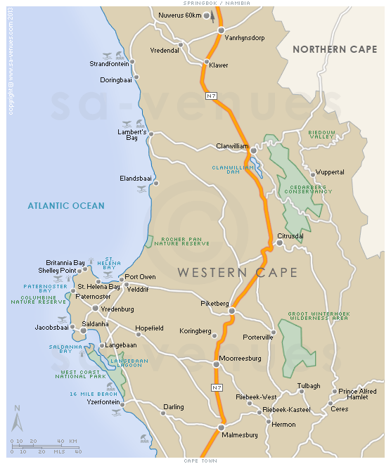 West Coast South Africa Map | Map Of Africa