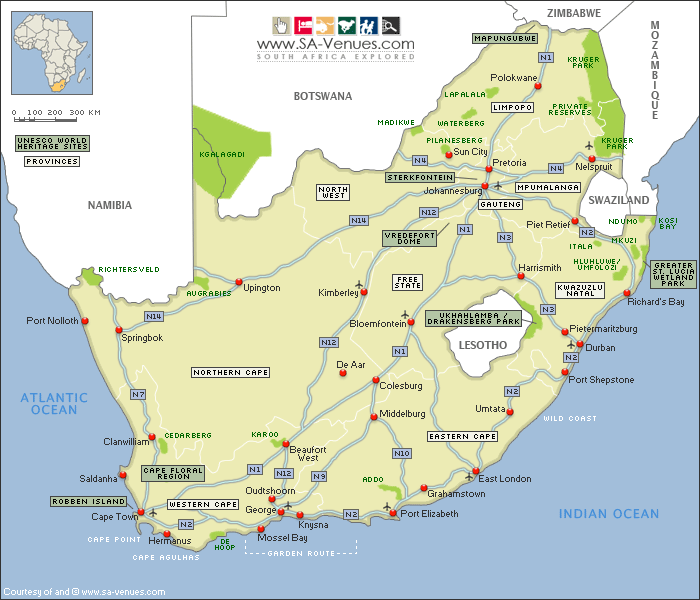 South Africa Road Map Pdf Map Of Africa