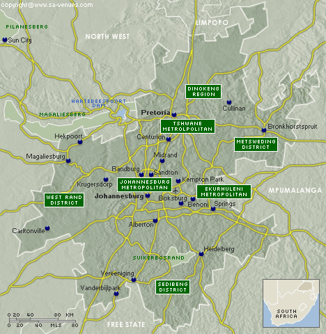 Gauteng Relief Map, South Africa