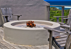 Fire pit on pool deck