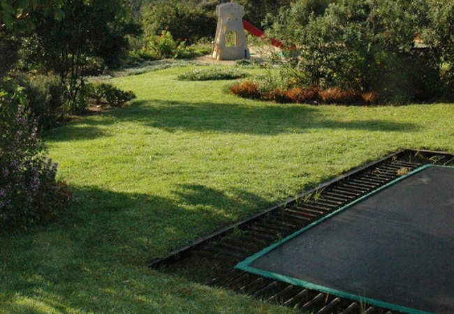 Trampoline in the garden