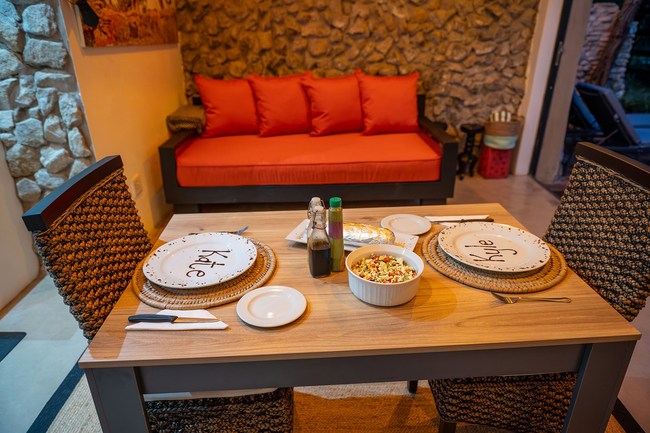 Dinner served at your Villa