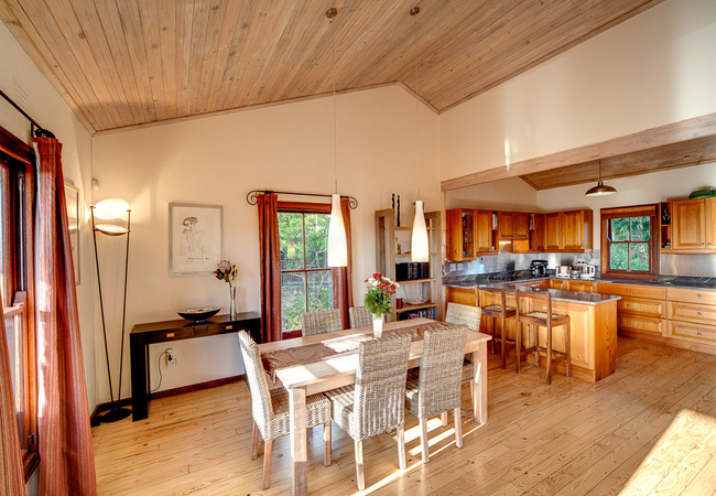 Open plan kitchen with dining area