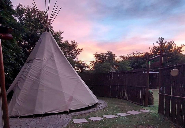 Red Indian Teepee Tent on Water