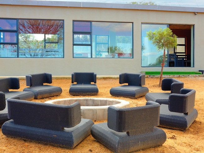 Shared entertainment area with firepit