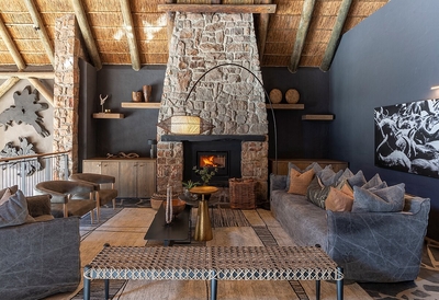 Lounge with fireplace and big screen TV