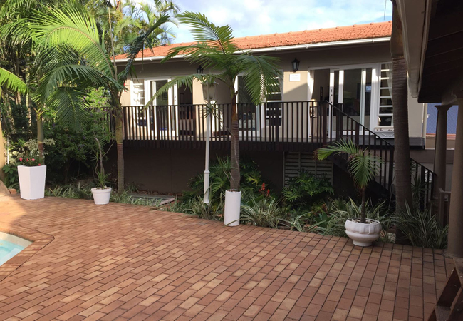 View of 3 rooms from patio