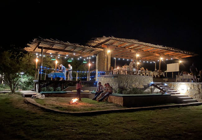 The Aardvark Deck at night